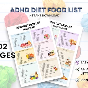 ADHD Diet Food List, ADHD Foods To Avoid, Autism Meal Plan, Attention Deficit Hyperactivity Disorder Meal Plan, Brain Food, ADHD Food Chart