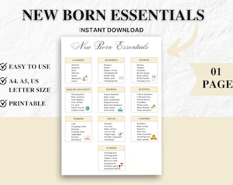 Newborn Essentials Checklist, Baby Nursery Preparation (PDF)