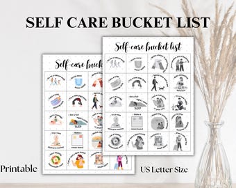 Self-Care Bucket List Printable | Bullet Journal Bundle | A5 Bujo Self-Care Tracker | 30-Day Self-Love Challenge | Monthly Wellness Journal