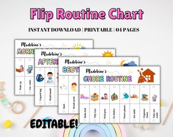 Editable chore chart, Responsibility chart, Routine Checklist, Routine Chart for Toddler & Kids, Daily Rhythm Checklist Montessori Girl Boy