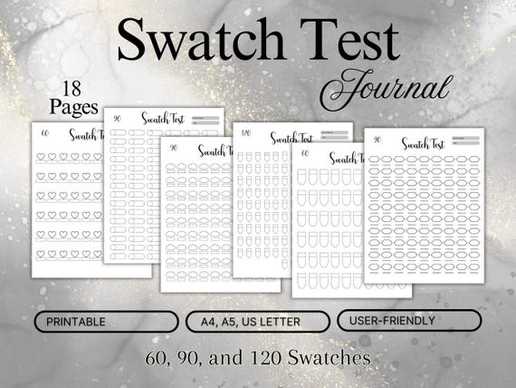 Printable A5 Swatch Test Journal Page - 60, 90, 120 Marker Swatch Sheets - Alcohol Marker Color Chart - Artist Coloring Test Page marker set