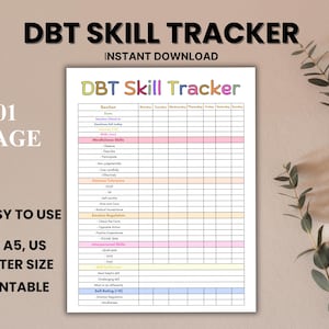 Análise da Cadeia Comportamental DBT, Rastreador de Habilidades DBT para Imprimir, Cartão de Diário DBT, Terapia Comportamental Dialética, Planilha de Terapia, Rastreador BPD