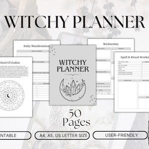 Witchy planner, Witch planner, Witchy digital planner, Witch journal, Tarot journal, Printable planner, Astrology planner, Gothic Planner