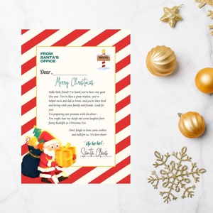 Plantilla de certificado de lista de buenos y carta de Papá Noel editable, carta imprimible de Papá Noel, correo personalizado del Polo Norte, descarga instantánea