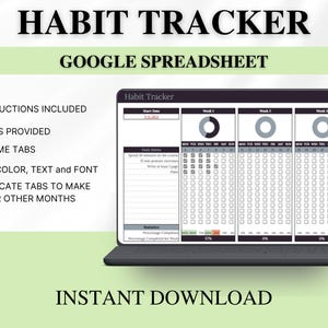 Habit Tracker Spreadsheet Google Sheet Excel Template Daily Weekly Monthly Habit Planner Goal Planner Goal Tracker Digital Daily To Do List