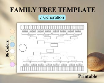 Family Tree Template Printable | 7 Generation Family Tree Chart | Genealogy Chart PDF | Ancestry Family Tree | Printable Family History