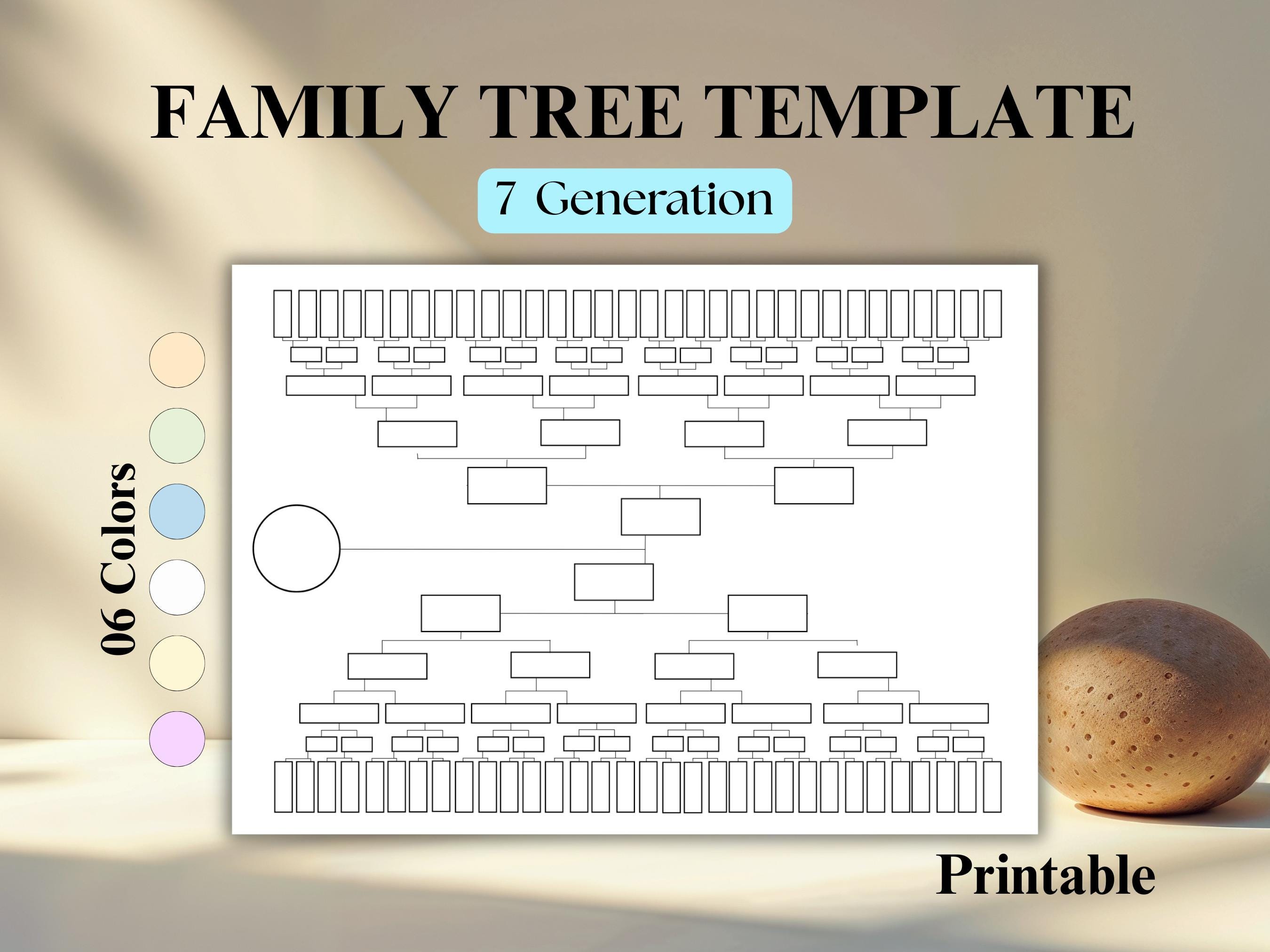 Family Tree Template Printable | 7 Generation Family Tree Chart ...