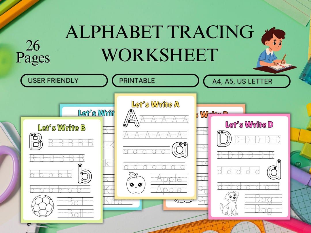 Alphabet Tracing Worksheets | 26 Pages | Kids Handwriting Practice ...