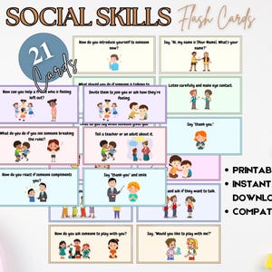 Tarjetas didácticas de habilidades sociales para estudiantes con autismo, herramientas de habilidades sociales atractivas para niños con necesidades especiales, actividades de educación en el hogar para imprimir