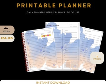 Tagesplaner, Wochenplaner, Monatsplaner Printable PACK! Planer Insert Sets, To do Liste, Produktivität, Arbeitstag, stündlich, A4 A5 Letter