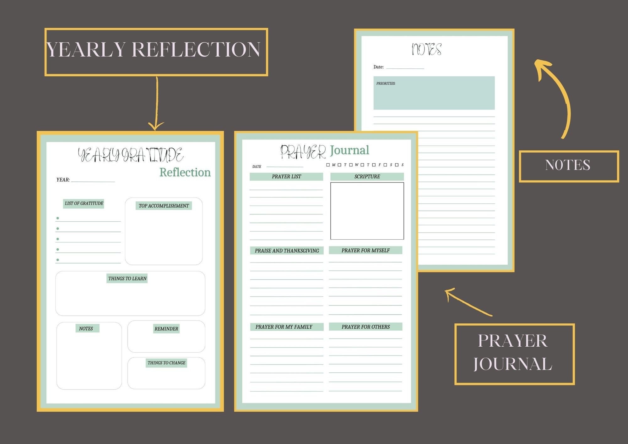 Prayer Journal Bible Study Gratitude Journal Digital Planner PDF Daily ...