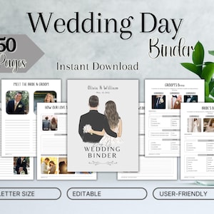 Wedding Planning Book | Printable Wedding Planner | Canva Wedding Planner Template Bundle | Wedding Itinerary | Wedding Planning Checklist