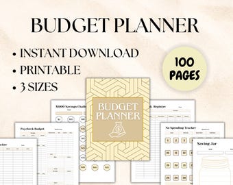 Budget finance Planner Printable, Budget Planner Printable, Savings Tracker, Bill Tracker, Income, Expenses, Bill, Debt, Spending Trackers