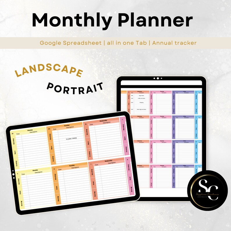 Digital Planner Spreadsheet for Google Sheets, to Do List, Monthly ...
