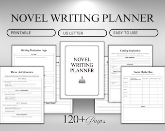 Novel Writing Planner |120+ Pages Author Planner  Story Outline, Character Development, Three-Act Structure, development workbook for author
