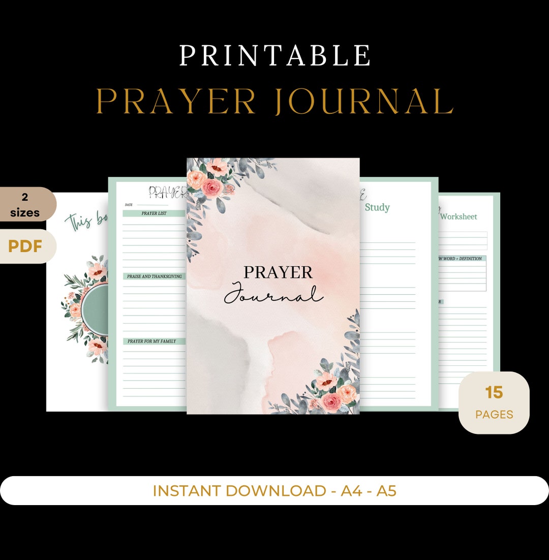 Prayer Journal | Bible Study | Gratitude Journal | Digital Download PDF ...