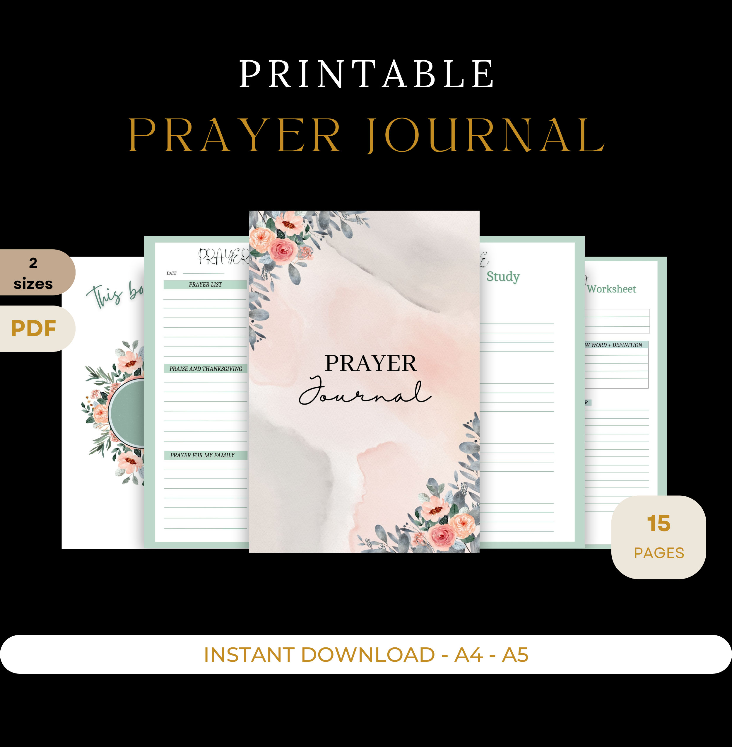 Prayer Journal | Bible Study | Gratitude Journal | Digital Download PDF ...