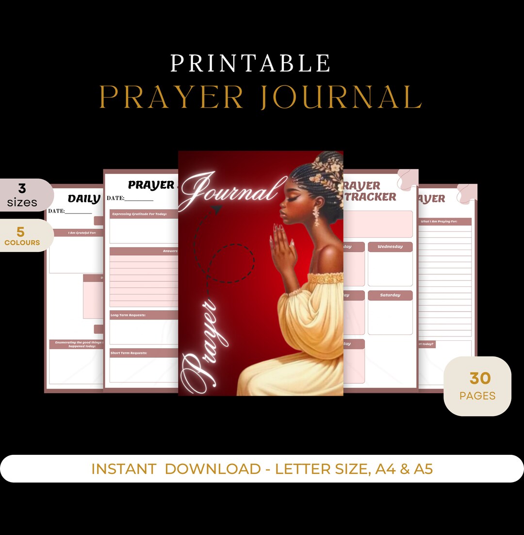 Daily Prayer Journal | Bible Study, Gratitude (PDF) - Etsy