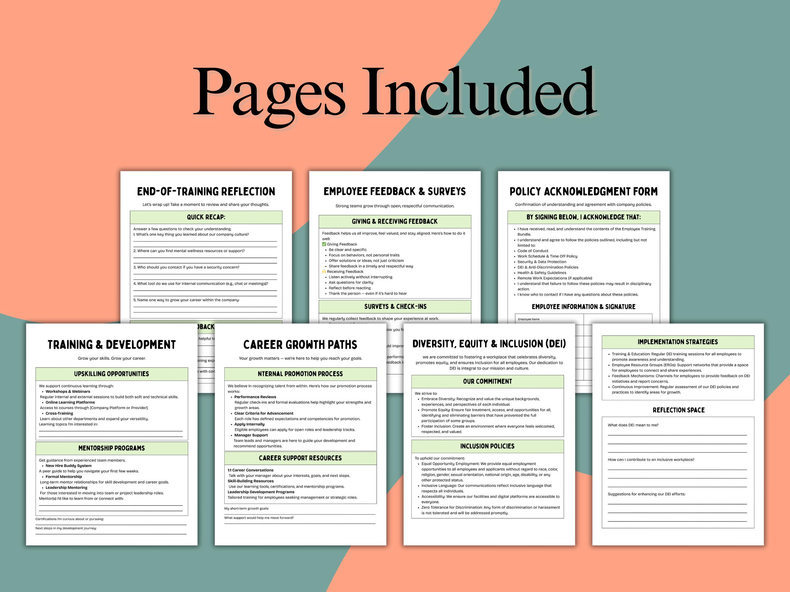 Employee Training Manual Printable | Onboarding Template for New Hires ...