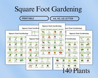 Square Foot Gardening Planner Printable | 140 Plant Spacing Guide | Raised Bed & Urban Garden Layout | A4 A5 US Letter PDF