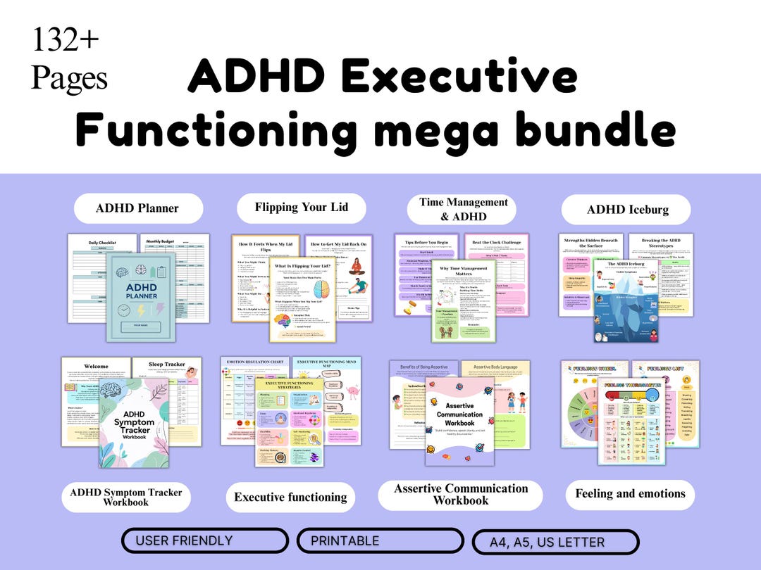 ADHD Executive Functioning Mega Bundle | 132+ Page ADHD Planner ...