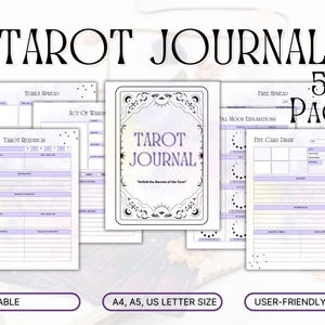 Diario de tarot imprimible, tiradas de tarot, diario de tarot diario, libro de ejercicios de tarot, diario de planificación de tarot, páginas de diario de grimorio de brujas