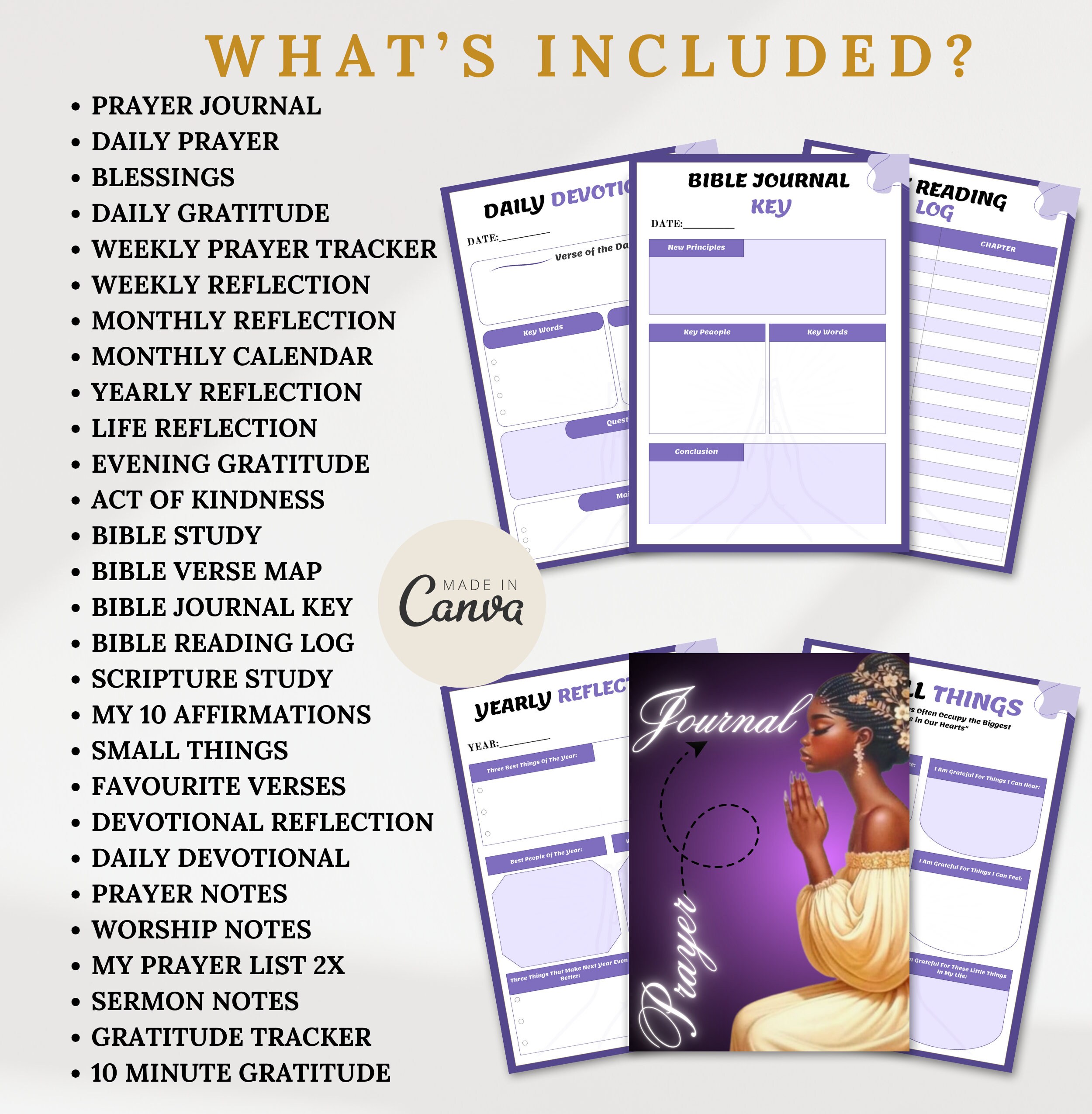 Prayer Journal Printable | Bible Study, Gratitude Prompts (PDF) - Etsy