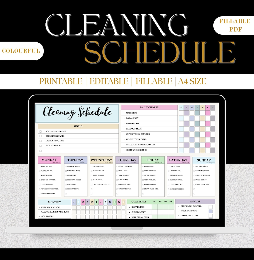 EDITABLE Cleaning Schedule Planner, Fillable Printable PDF Cleaning ...