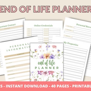 End Of Life Planner Printable | Just In Case Of Emergency Binder | Last Wishes Planner  | When I Die Printable Planner | In Case I Die