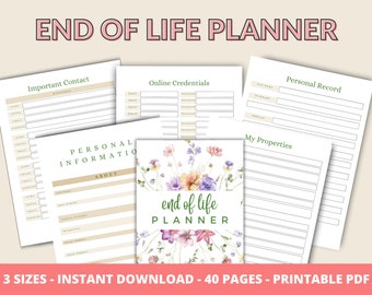 Planificador de fin de vida imprimible / Sólo en caso de carpeta de emergencia / Planificador de últimos deseos / Cuando muera Planificador imprimible / En caso de que muera