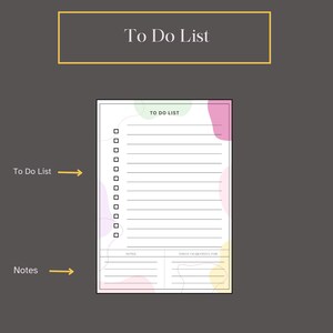 Op de afbeelding: Een printbare to-dolijst met een kleurrijk abstract ontwerp. De lijst heeft ruimte voor 12 items en een sectie voor notities.