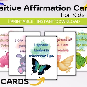 Affirmationskarten für Kinder druckbar, positive Affirmationsmotivationskarten, psychische Gesundheit von Kindern, Kinderangstkarten, Ermutigungskarte