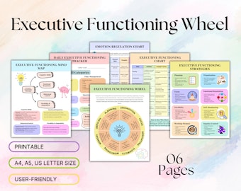 Executive functioning wheel and strategies, Attention Deficit Hyperactivity Disorder Therapy, ADHD Therapy, ADHD Tools, Therapeutic Aids