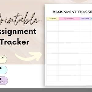 Assignment Tracker Assignment Planner Homework Planner Student Planner School College Planner A5 A4 Letter Size  PDF Printable