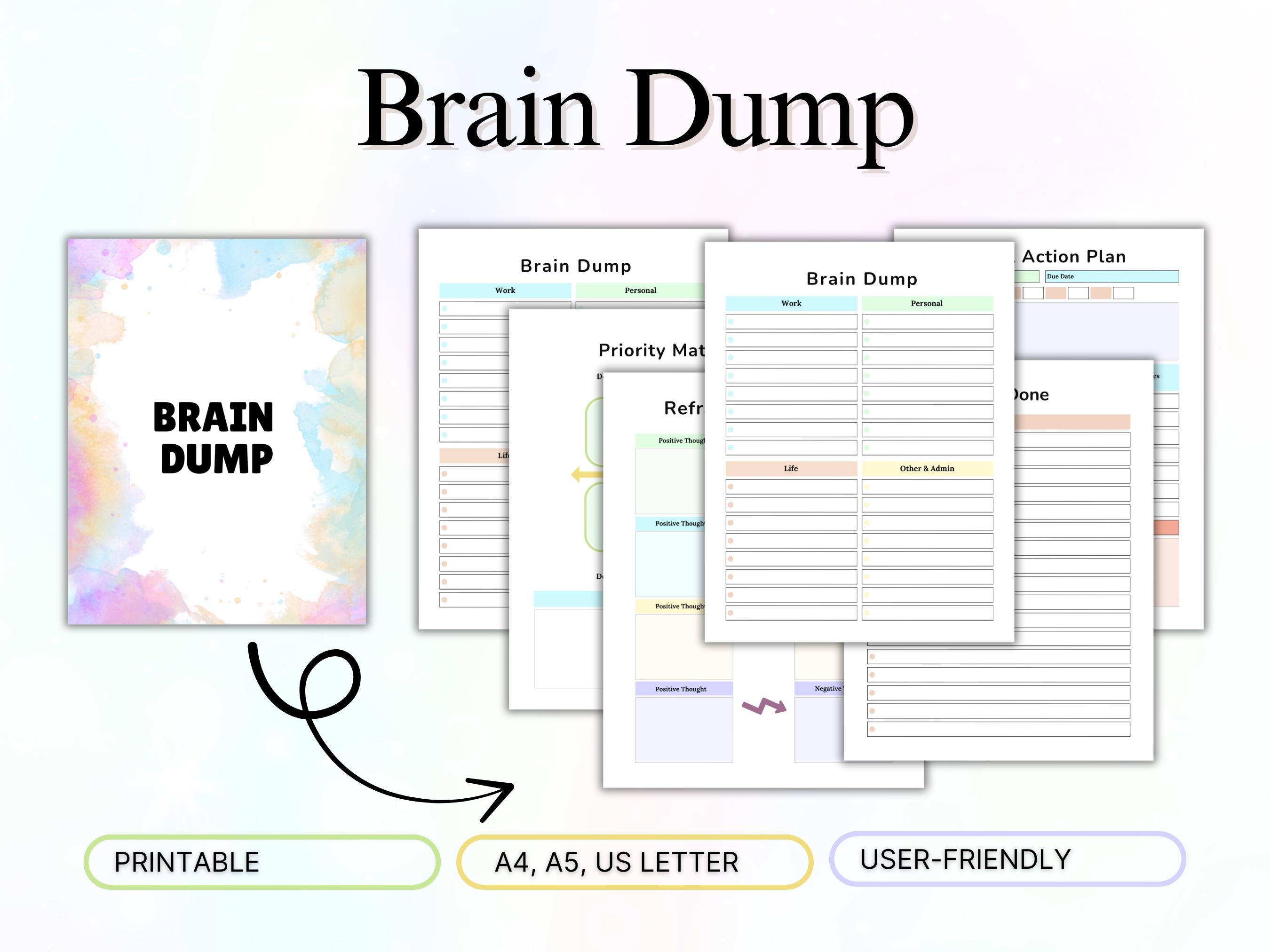 ADHD Brain Dump Template, Daily Planner, Productivity Organizer ...