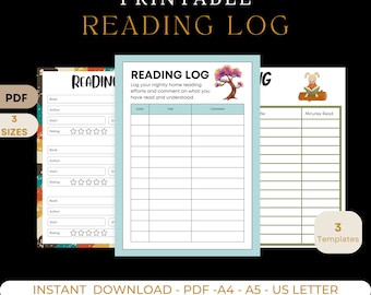 Reading Log Printable, Reading Tracker, Reading Journal, Book Tracker, Bullet Journal, Printable Tracker, Book Journal, Planner Template