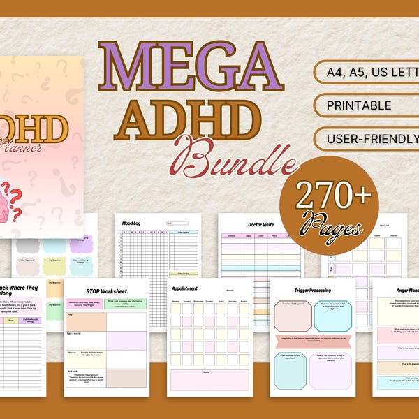 Adhd Planner Adult, Adhd Planner Printable, ADHD Productivity Planner, adhd digital download, adhd daily planner, adhd life planner PDF