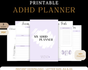 ADHD Planner Printable, Productivity & Task Tracker (Digital Download)