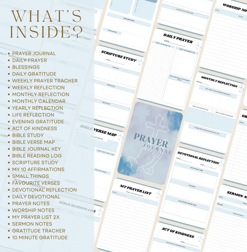 Prayer Journal | Bible Study | Gratitude Journal | Digital Download PDF ...