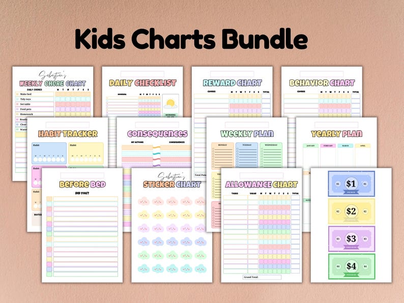 Children's ADHD toolkit featuring routine checklists, reward charts, and calming posters.