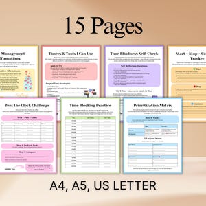 Therapy worksheet bundle for time management skills