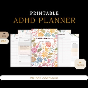 ADHD Student Planner for Teachers, ADHD Planner Printable, ADHD Productivity Planner, Journal Printable, adhd Adult Planner Pdf