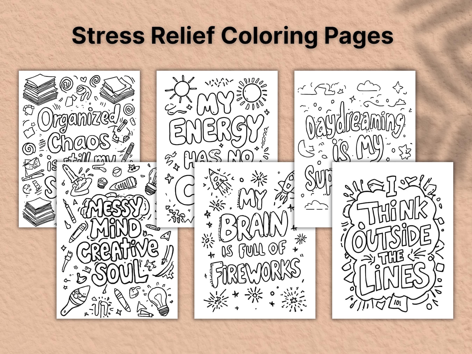 ADHD Coloring Pages | 15 Printable Coloring Sheets | Stress Relief ...