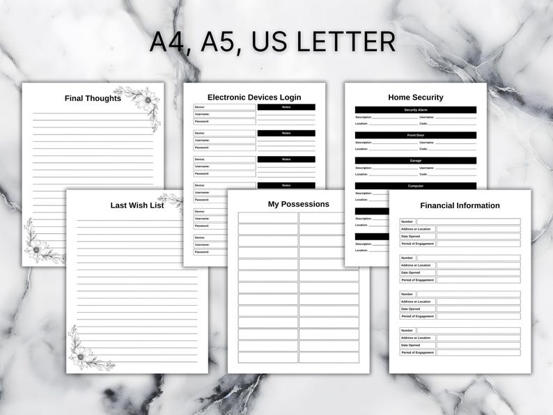 Funeral Planner | Final Wishes Binder | End of Life Planner | 40+ Printable Pages | A4 A5 US Letter | Last Will and Testament image 5