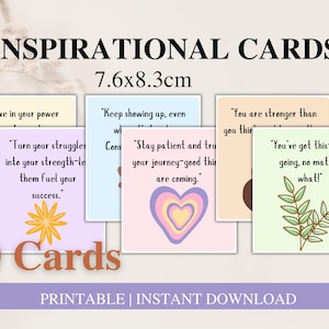 Positive Affirmation Flash Cards, Vision Board Printable, mindfulness cards, inspirational messages, motivational cards, copings skills