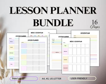 Printable Lesson Planning Template, Homeschool Educator Planner Set, Teaching Organizer, Weekly & Daily Lesson Scheduler, Academic Planning