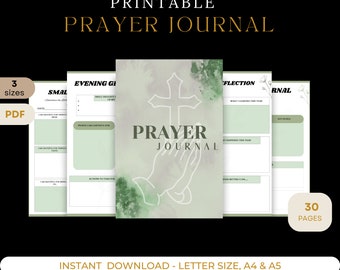 Prayer Journal | Bible Study | Gratitude Journal | Digital download PDF | Daily Prayer Printable Planner | Prayer Cards |Devotional Planner