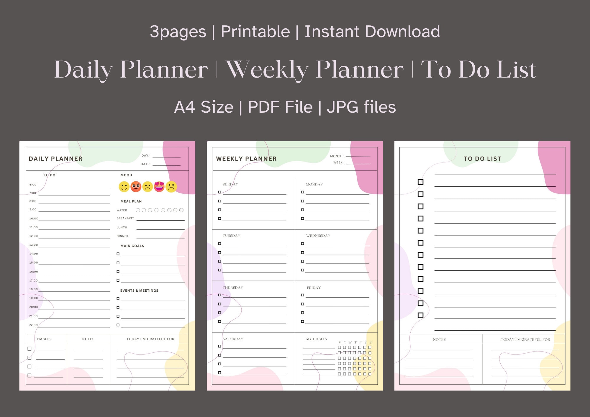 Printable Daily Weekly Planner to Do List Planner Bundle Weekly ...