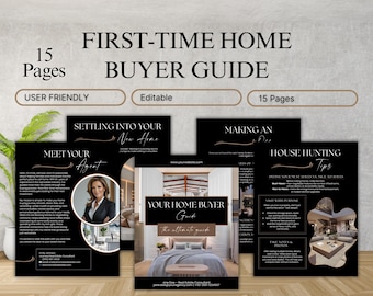 First Time Home Buyer Guide Template | Editable Real Estate Buyer Packet | 15 Page Realtor Welcome Packet | Home Buying Tips for Clients