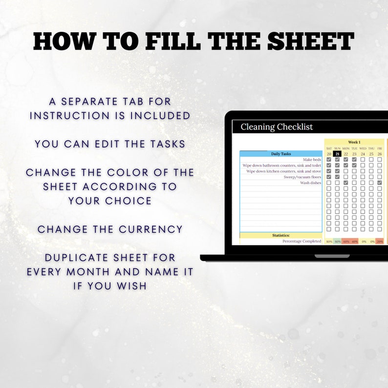 Cleaning Checklist Spreadsheet Template for Google Sheets, Cleaning ...